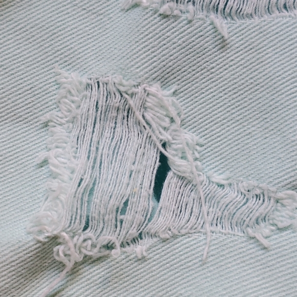 Forever 21 Distressed Denim Frayed Cut off Jeans Shorts Seafoam - Picture 2 of 4